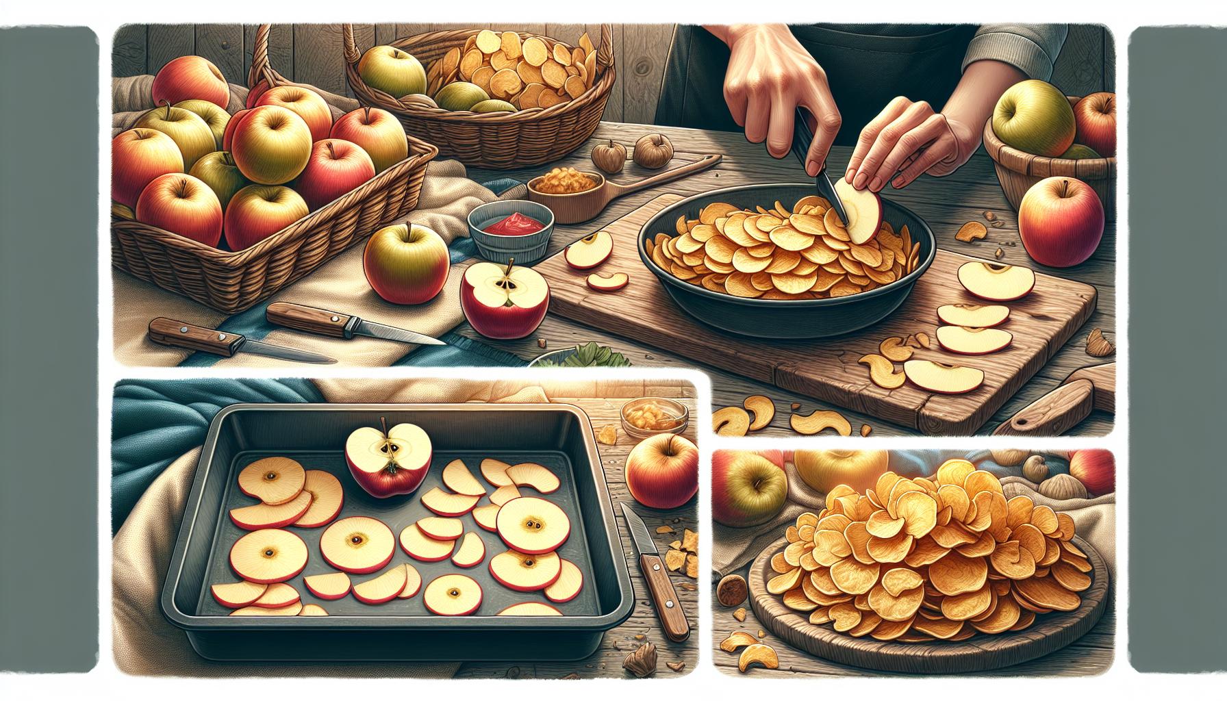 Az kalorili alma cipsinin evdə hazırlanması